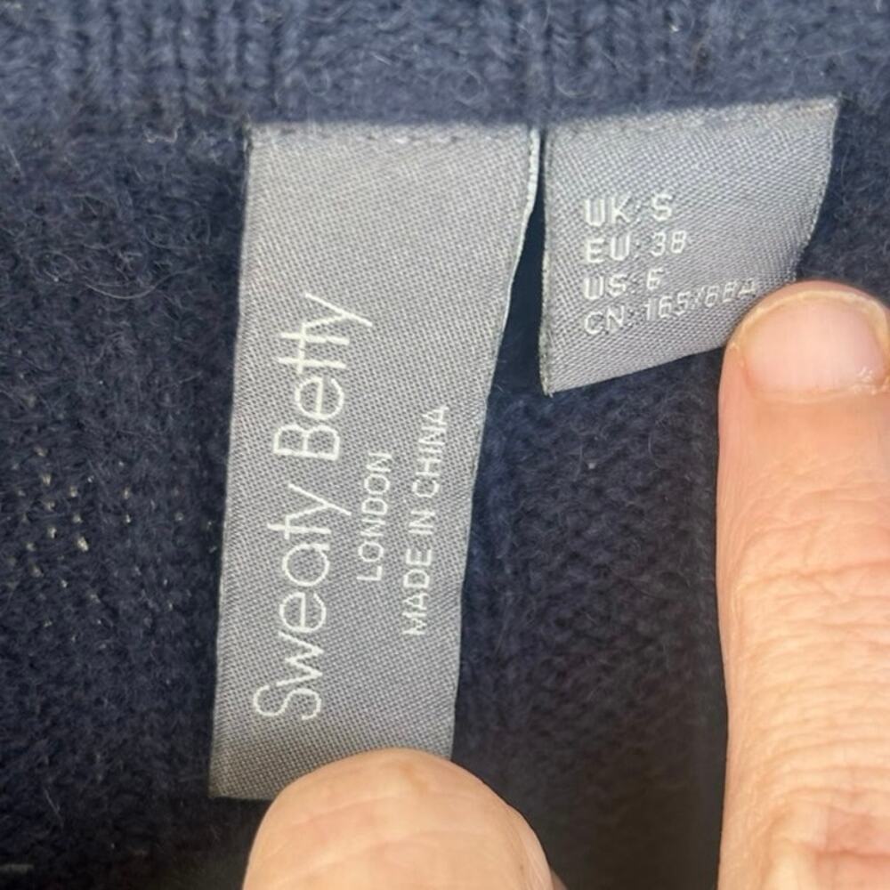 Sweaty Betty Navy Blue Wool Yak Blend Crewneck Sweater Women's Small Cozy Knit - Picture 4 of 6